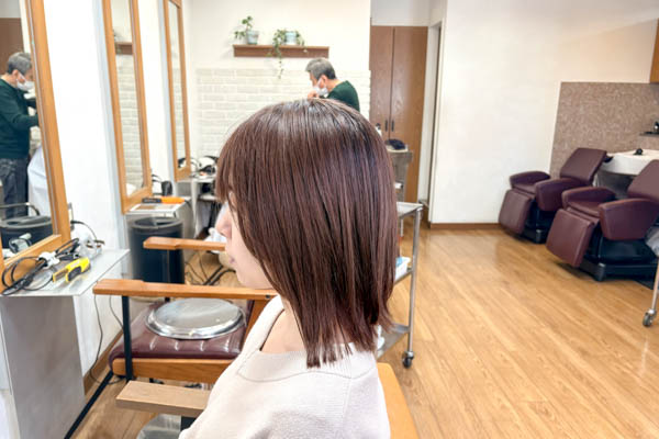 女性 カラーリペア 施術後 サイドアングル